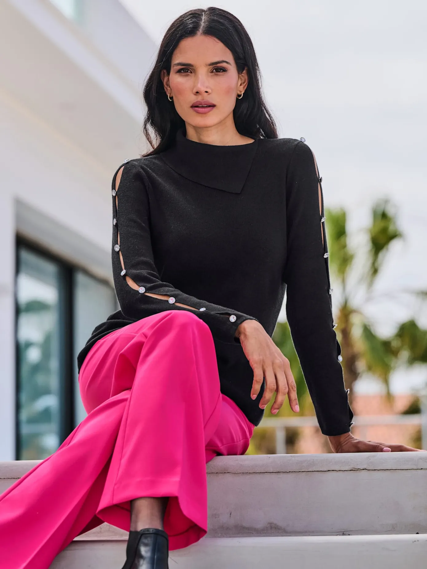 Ashley Brooke Pulls<Pull à col roulé découpes raffinées aux manches