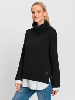 Rick Cardona Pulls<Pull à col roulé empiècement chemisier manches et ourlet