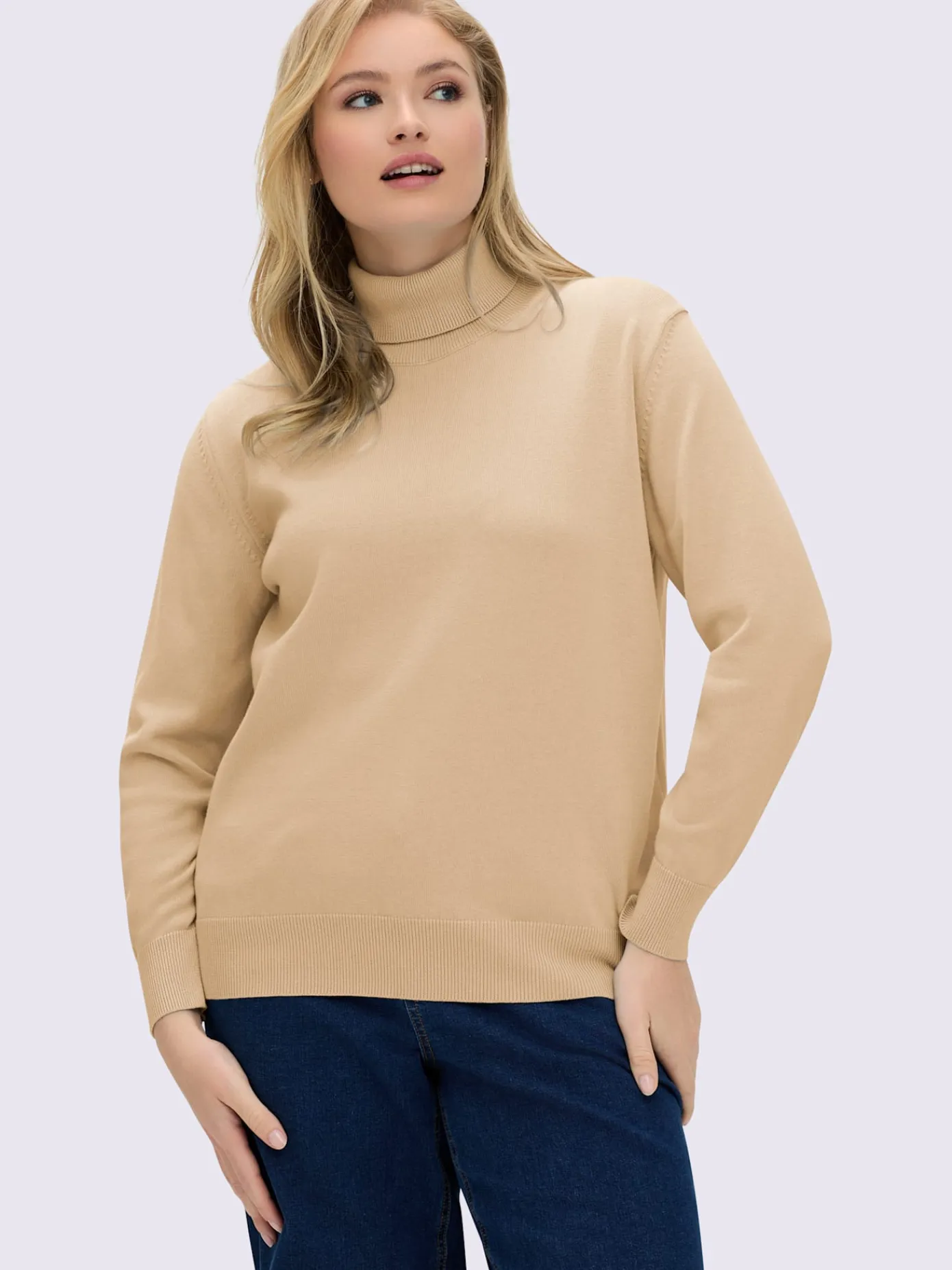 Collection L Pulls<Pull à col roulé pur coton