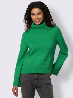 Linea Tesini Pulls<Pull à col roulé superbe broderie florale