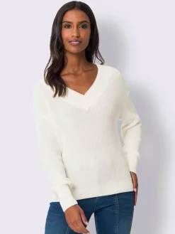 Mandarin Pulls<Pull à encolure en v encolure en v affinante