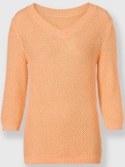 Pulls<Pull à encolure en v motif structuré tendance