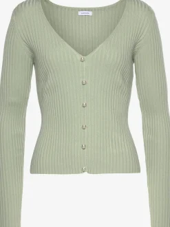 LASCANA Pulls<Pull à encolure en v pull affinant avec patte de boutonnage