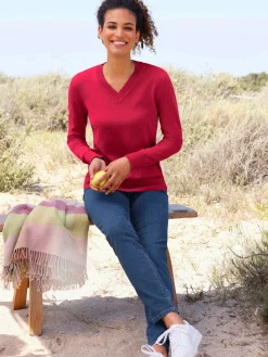 Collection L Pulls<Pull à encolure en v pur coton