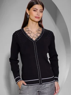 Creation L Pulls<Pull à encolure en v tricot fin et doux