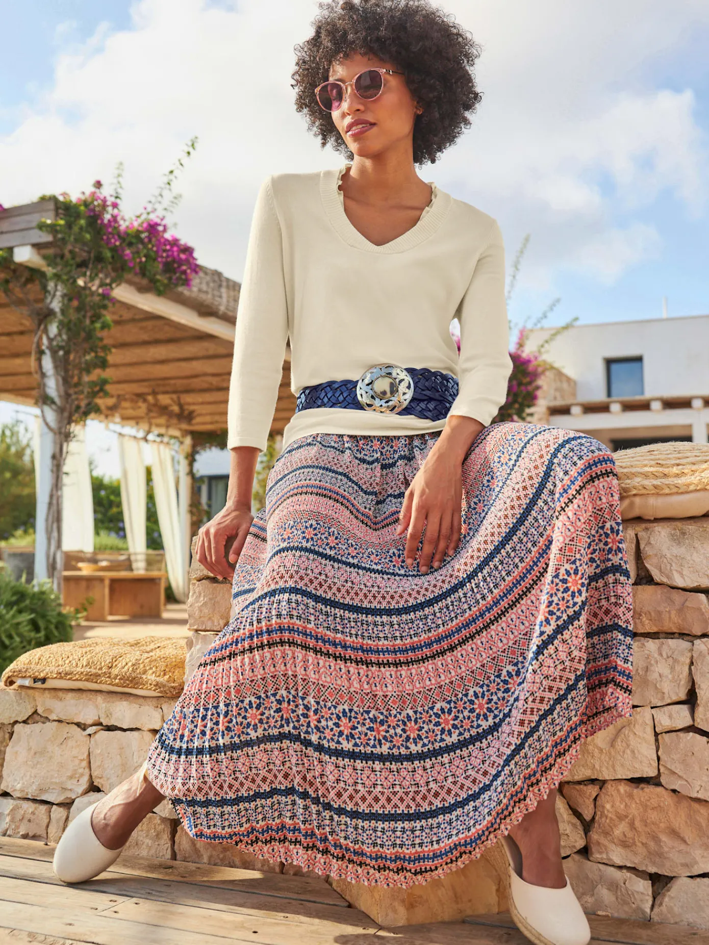 Linea Tesini Pulls<Pull à encolure en v volants à l'encolure