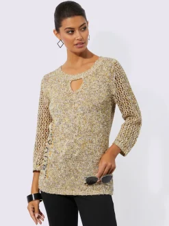 Creation L Pulls<Pull à manches 3/4 joli mélange de fils