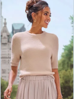 LASCANA Pulls<Pull à manches courtes encolure ronde