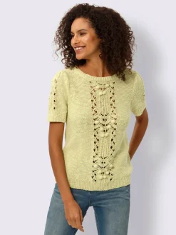 Linea Tesini Pulls<Pull à manches courtes mélange de motifs structurés/ajourés