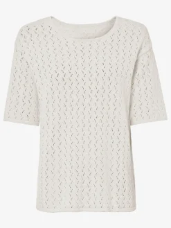 Pulls<Pull à manches courtes motif ajouré léger