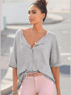 Vivance Pulls<Pull à manches courtes patte de boutonnage au dos