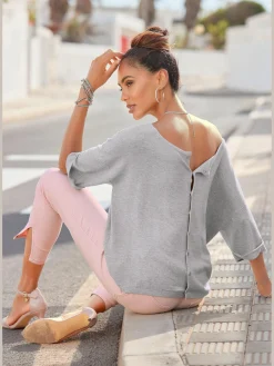 Vivance Pulls<Pull à manches courtes patte de boutonnage au dos