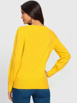 Ashley Brooke Pulls<Pull à manches longues bord ondulé élégant à l'encolure