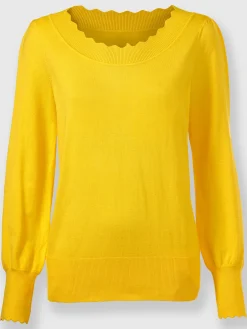 Ashley Brooke Pulls<Pull à manches longues bord ondulé élégant à l'encolure