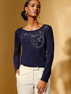 Creation L Pulls<Pull à manches longues chaîne décorative à l'encolure