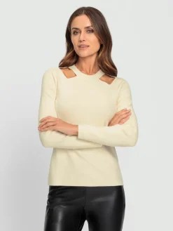 Ashley Brooke Pulls<Pull à manches longues découpe raffinée à l'encolure