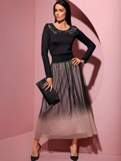 Creation L Pulls<Pull à manches longues empiècements maille décoratifs