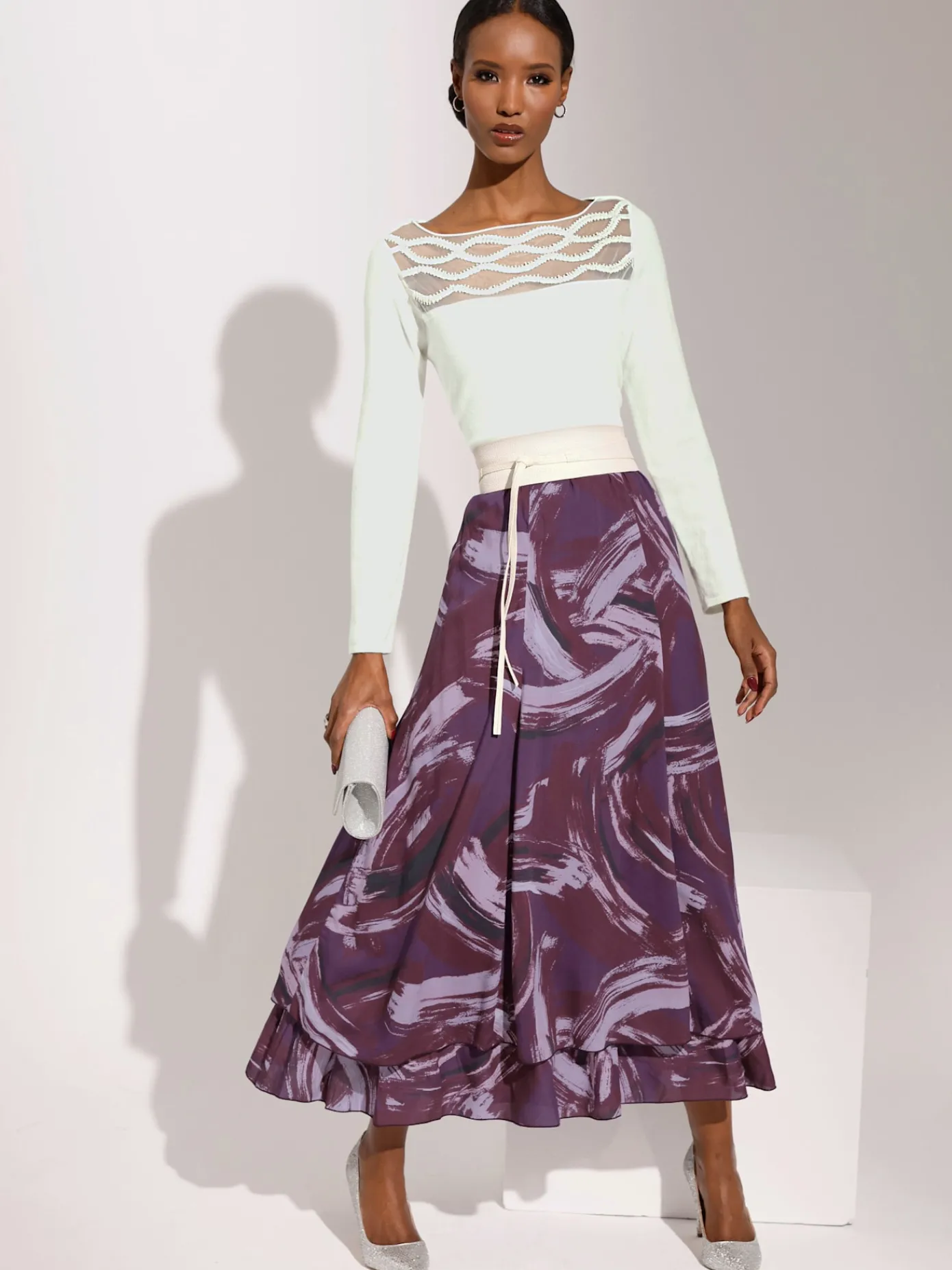 Creation L Pulls<Pull à manches longues encolure en u féminine