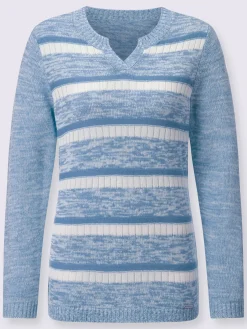 Collection L Pulls<Pull à manches longues encolure ronde avec v ouvert