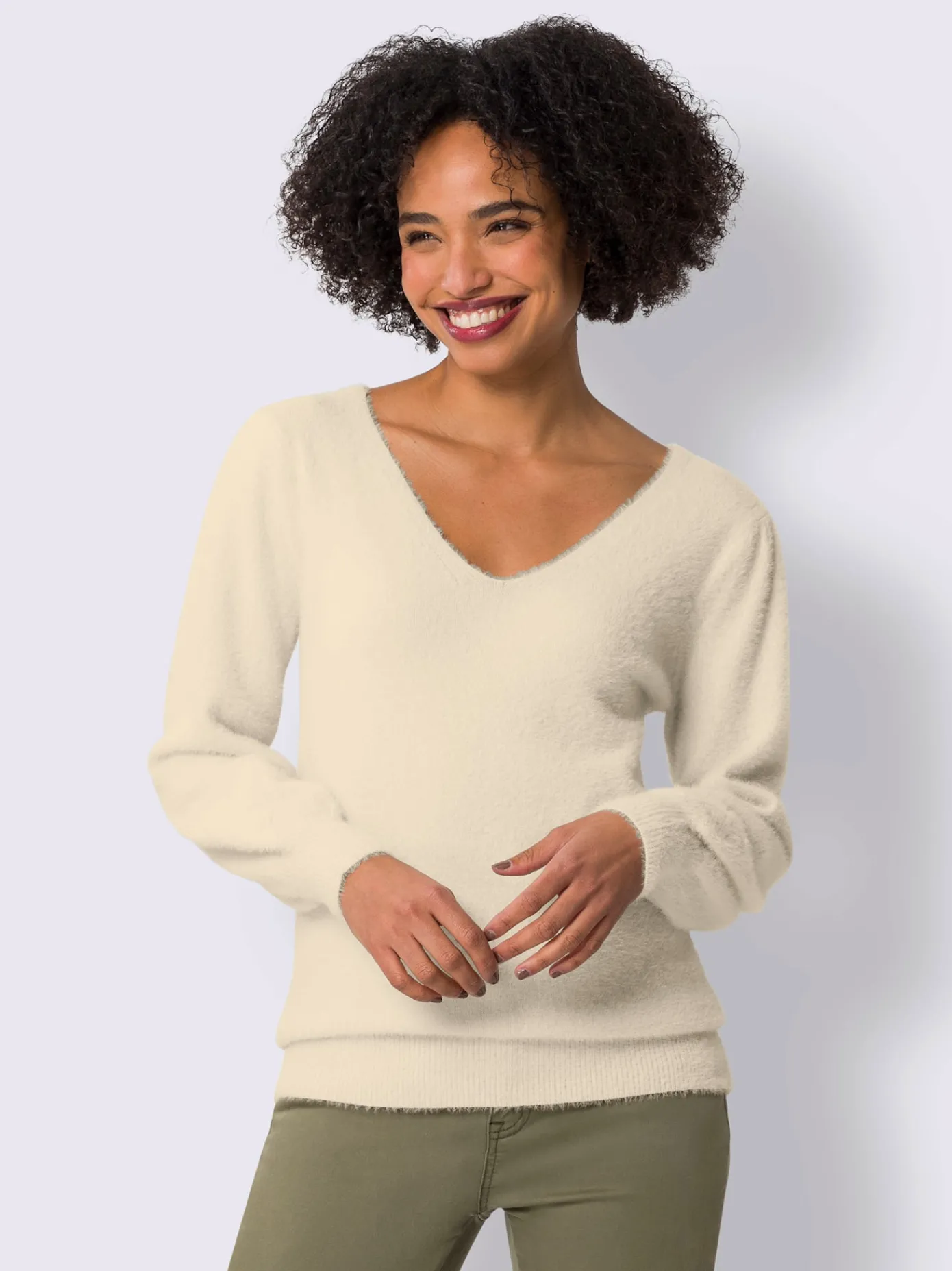 Linea Tesini Pulls<Pull à manches longues fil moelleux à poils longs