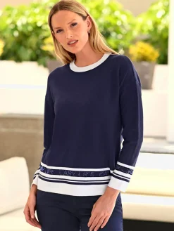 Rick Cardona Pulls<Pull à manches longues inscription avec petites pierres brillantes fantaisie