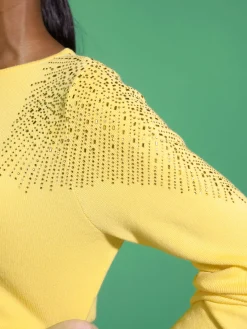 Creation L Pulls<Pull à manches longues jolies pierres brillantes fantaisie