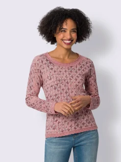 Linea Tesini Pulls<Pull à manches longues jolie bordure ajourée à l'encolure, à la finition des manches et à l'ourlet