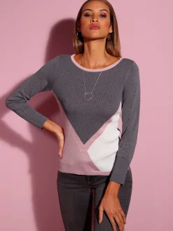 Creation L Pulls<Pull à manches longues motif intarsia