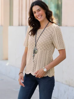 Pulls<Pull ajouré légèrement transparent