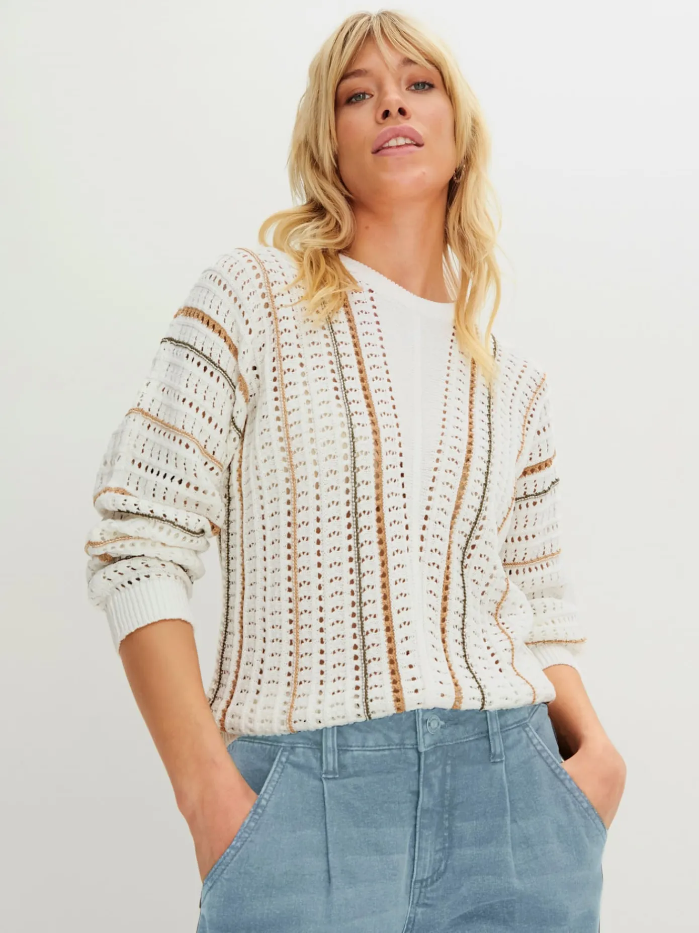 Pulls<Pull ajouré pur coton