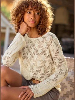 LASCANA Pulls<Pull ajouré superbe motif tricoté ajouré avec fibres brillantes