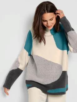 Pulls<Pull ample motif intarsia