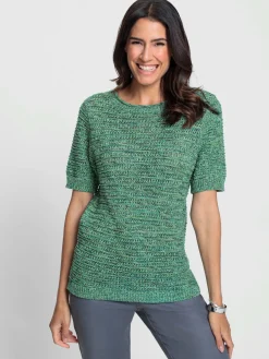 Pulls<Pull en coton motif tricoté décoratif