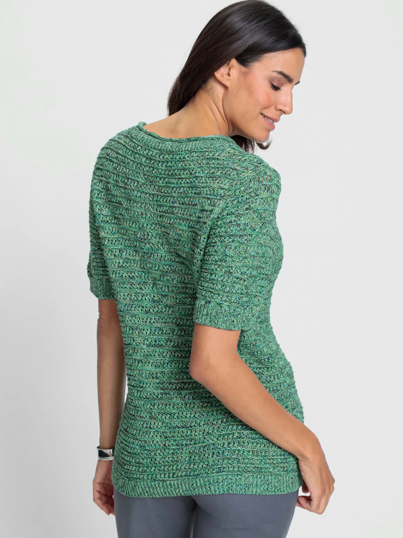 Pulls<Pull en coton motif tricoté décoratif