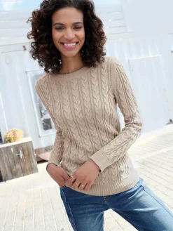 Collection L Pulls<Pull en coton torsadé avec finitions côtelées