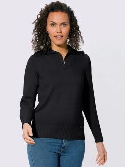 Collection L Pulls<Pull en maille côtelée col montant à glissière