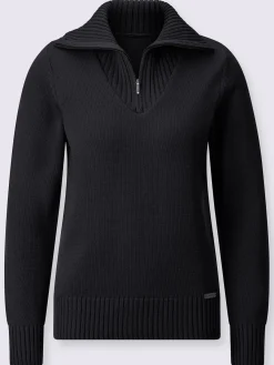 Collection L Pulls<Pull en maille côtelée col montant à glissière