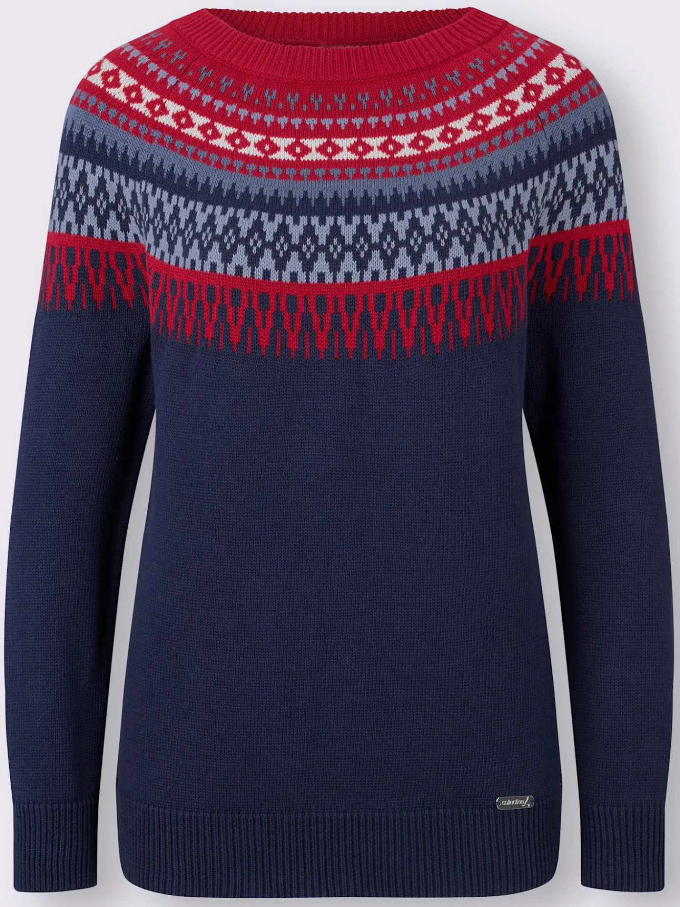 Collection L Pulls<Pull en pur coton motif norvégien en jacquard col rond