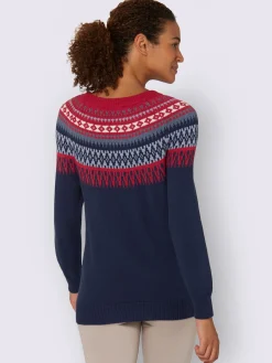 Collection L Pulls<Pull en pur coton motif norvégien en jacquard col rond