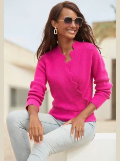 LASCANA Pulls<Pull en tricot bord ondulé tendance