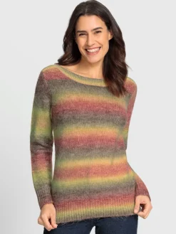 Pulls<Pull en tricot dégradé de couleur