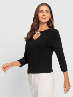 Ashley Brooke Pulls<Pull en tricot fin broche décorative