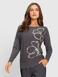 Ashley Brooke Pulls<Pull en tricot fin joli motif floral