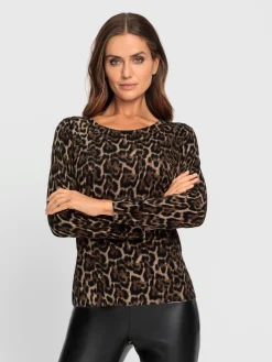 Ashley Brooke Pulls<Pull en tricot fin joli motif léopard