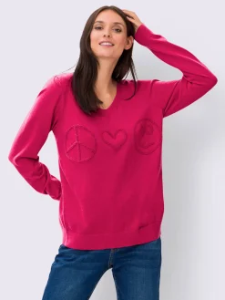 Mandarin Pulls<Pull en tricot fin motif tricoté aspect 3d