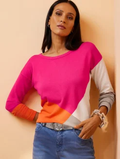 Rick Cardona Pulls<Pull en tricot fin motif color block tendance