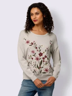 Linea Tesini Pulls<Pull en tricot fin superbe broderie florale