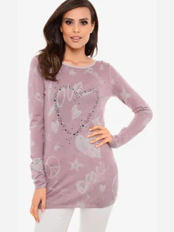 Linea Tesini Pulls<Pull en tricot fin superbe imprimé graphique avec cœur en rivets