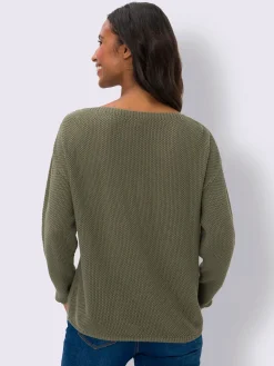 Mandarin Pulls<Pull en tricot imprimé feuille brillant