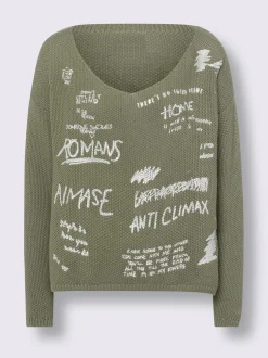 Mandarin Pulls<Pull en tricot imprimé feuille brillant